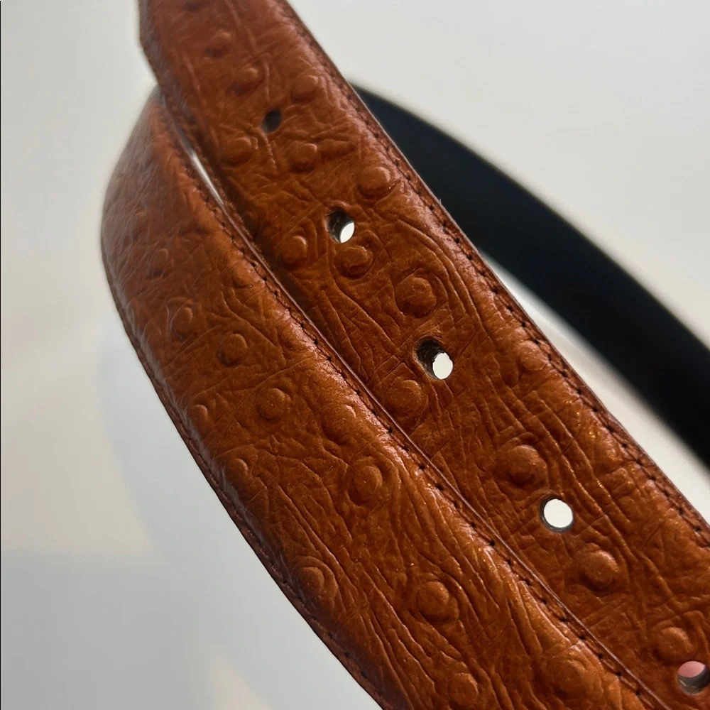 Vintage unbranded croc embossed tan genuine leather western belt unisex ladies